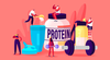 cartoon image of protein powder container