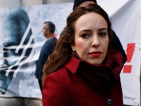 Stella Moris, partner of incarcerated WikiLeaks founder Julian Assange, leaves the Royal Courts of Justice in London on October 28, 2021, the second day of an appeal hearing by the US government against the UK's refusal to extradite him.