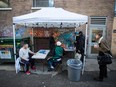 Drug users prepare and inject their drugs at a pop-up injection site in Vancouver, British Columbia. (BEN NELMS for National Post)