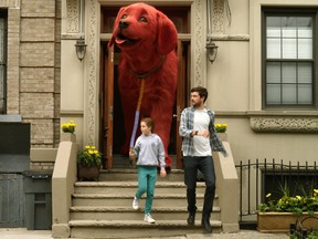 Clifford, Darby Camp and Jack Whitehall in Clifford the Big Red Dog.