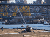 A sail boat washed ashore at English Bay, Vancouver, after the storm, November 16, 2021.