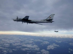 A 2008 image of a Russian Tu-95 heavy bomber being intercepted by U.S. Navy F/A 18 strike fighters. If the Russians ever do decide to launch nuclear war, they're probably not going to do it by sending 1950s-era bombers over the North Pole.