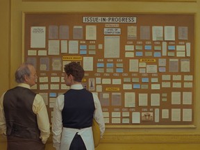 Bill Murray (left) in a scene from The French Dispatch.