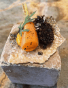 Shabour’s riff on “gefilte fish” — skinned sea bass with carrot cream and caviar.