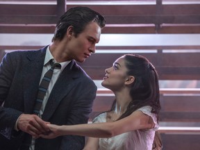 Ansel Elgort and Rachel Zegler are star-crossed lovers at 68th and Broadway in West Side Story.