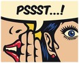 Pop Art style comic book panel gossip girl whispering in ear secrets with speech bubble, rumor, word-of-mouth concept vector illustration