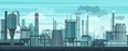 Vector industrial landscape background. Industry, factory and manufacture. Environment pollution problem