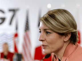 Foreign Minister Melanie Joly at a G7 summit in Liverpool, England, on December 12, 2021.