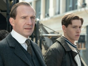 From left, Ralph Fiennes and Harris Dickinson in The King's Man.