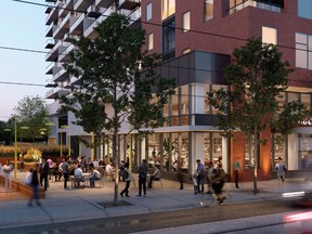 Ein Außenbereich mit dem Namen The Valley zwischen den Queen & Ashbridge Condos und einem neuen 10-stöckigen Apartmentkomplex der Toronto Community Housing Corp. wird Wohngartengrundstücke und Aussicht auf den Pumphouse Park umfassen.