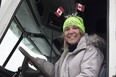 Claudia Winterhalter a truck driver on her way to Ottawa part of the convoy. Credit: Racheal Parent