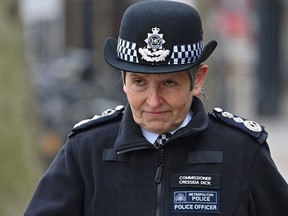 Metropolitan Police Commissioner Cressida Dick walks towards New Scotland Yard on January 25, 2022, to announce her officers are investigating several parties that took place at Prime Minister Boris Johnson's office during Covid lockdowns.
