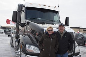 Dave Ridell and his wife before leaving for Ottawa with the convoy. Credit: Rachel Parent/National Post