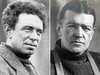 Frank Hurley, left, on board Endurance and Ernest Shackleton.