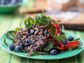 Manoomin rice fritter salad with blueberry vinaigrette from New Native Kitchen