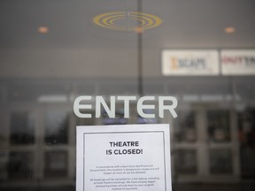A closed Cineplex movie theatre in Toronto is seen on Jan. 5.