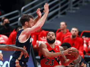 Die Toronto Raptors spielen am 23. Dezember 2020 gegen die New Orleans Pelicans in der Amalie Arena, ihrer Wahlheimat in Tampa, Florida.