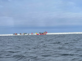 The slab of ice drifted some 600 metres into the bay and a kilometre north.