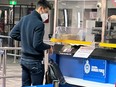 Novak Djokovic at a booth of the Australian Border Force at the airport in Melbourne on Jan. 5, 2022.