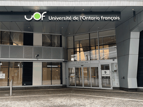The entrance to the Université de l’Ontario Français in central Toronto. Why would anyone build a university where no one wants it, Chris Selley asks.