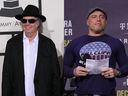 Neil Young, left, Joe Rogan.