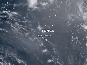 Eruption of the Hunga Tonga-Hunga Haʻapai volcano  in the Pacific Basin.