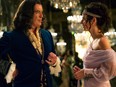 Pierce Brosnan and Kaya Scodelario, and their costumes, in The King's Daughter.