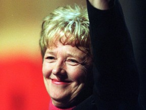 Alexa McDonagh waves good-bye at the end of her tribute at the NDP Leadership Convention in Toronto on Jan. 24, 2003.