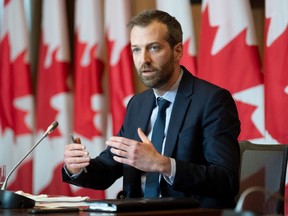 The Liberal MP for Louis-Hebert, Joel Lightbound, speaks about Covid restrictions during a news conference, Tuesday, Feb. 8, 2022 in Ottawa.