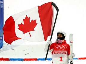 Mikael Kingsbury of Canada after finishing second in moguls.