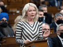 Interim Conservative leader Candice Bergen speaks during question period in the House of Commons, February 15, 2022 in Ottawa.