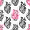 beautiful seamless pattern of realistic pink and black hearts on a white background. hand-drawn illustration