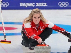 Team Canada skip Jennifer Jones at the Beijing 2022 Winter Olympics.