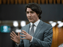 Prime Minister Justin Trudeau speaks during question period on Wednesday. There is a growing sense that Trudeau has seen the way the wind of public opinion is blowing and decided to politicize the trucker protests even further.