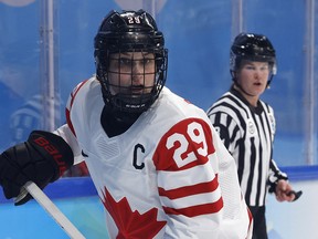 Perhaps somewhat lost on this Team Canada group loaded with talent, Poulin had her breakout game of the 2022 Olympics, scoring a pair of goals in Canada’s 10-3 romp over Switzerland in Monday’s semi-final.