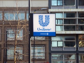Signage for Unilever Plc at the company's headquarters in Rotterdam, Netherlands, on Tuesday, Feb. 8, 2022.