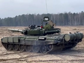 Joint military exercise of the armed forces of Russia and Belarus, at the Brestsky training ground in Brest Region, Belarus, in this still image taken from video released February 11, 2022. Russian Defence Ministry/Handout via REUTERS