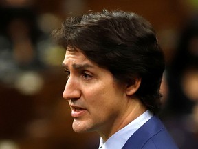 Prime Minister Justin Trudeau speaks in the House of Commons about the invocation of the Emergencies Act to end the truckers' protest in Ottawa, on Feb. 17, 2022.
