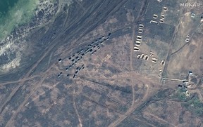 Us Has 'Every Indication' War On Ukraine Is Imminent After Shelling On Front Line A Satellite Image Shows A Battalion-Sized Unit In A Convoy Near Filativka Training Area, Crimea February 15, 2022. Picture Taken February 15, 2022.