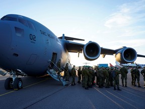 Norwegian troops for NATOs eFP battle group reinforcement arrive in Kaunas, Lithuania.