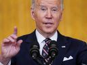 US-Präsident Joe Biden hält im Weißen Haus in Washington eine Rede zur Situation zwischen Russland und der Ukraine