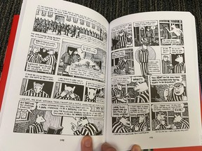 Pages from the graphic novel "Maus" by American cartoonist Art Spiegelman.