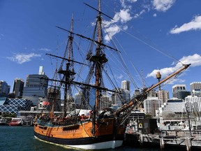 Replica of Captain James Cook’s ship ‘Endeavour’ at the Australian National Maritime Museum in Sydney.