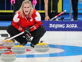 Team Canada skip Jennifer Jones calls out while the team played Japan in the women's curling competition at the Beijing 2022 Winter Olympics on Friday, February 11, 2022. 

Gavin Young/Postmedia