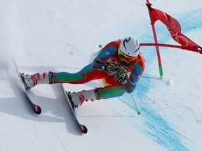 Shannon-Ogbnai Abeda of Eritrea competes at the 2018 Olympics in Pyeongchang, South Korea.
