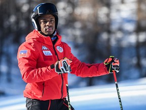 Haitian skier Richardson Viano, who qualified to defend the colors of Haiti at the upcoming Beijing 2022 Olympic Winter Games, poses during a training session in France.