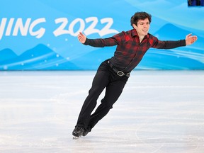 Canada’s Keegan Messing competes in the men’s free skate at the Beijing 2022 Winter Olympics on Thursday.