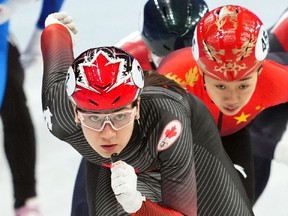 Courtney Sarault of Canada in the women's 1500m short track speed skating semifinals.