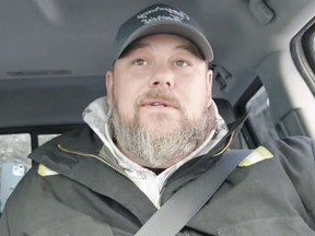 Pat King livestreaming from the Ottawa airport during the Freedom Convoy protests in Ottawa. Screengrab from Facebook "The Real Pat King"