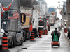 Trucks line Wellington Street in Ottawa as a protest against COVID restrictions hits its sixth day, February 2, 2022.